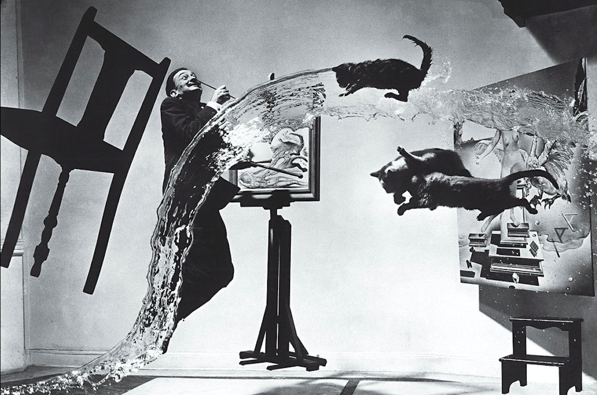 A surrealistic photograph by Philippe Halsman with Salavador Dalí, 'Dalí Atomicus', 1948