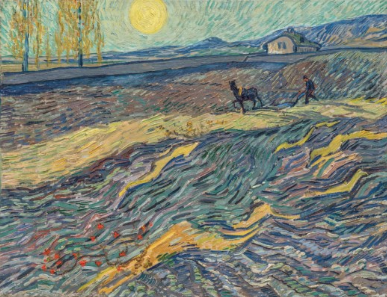 Vincent van Gogh painting Laboureur dans un Champ, c. 1889.