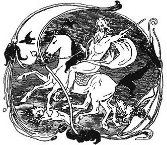 Odin riding Sleipnir hand drawing