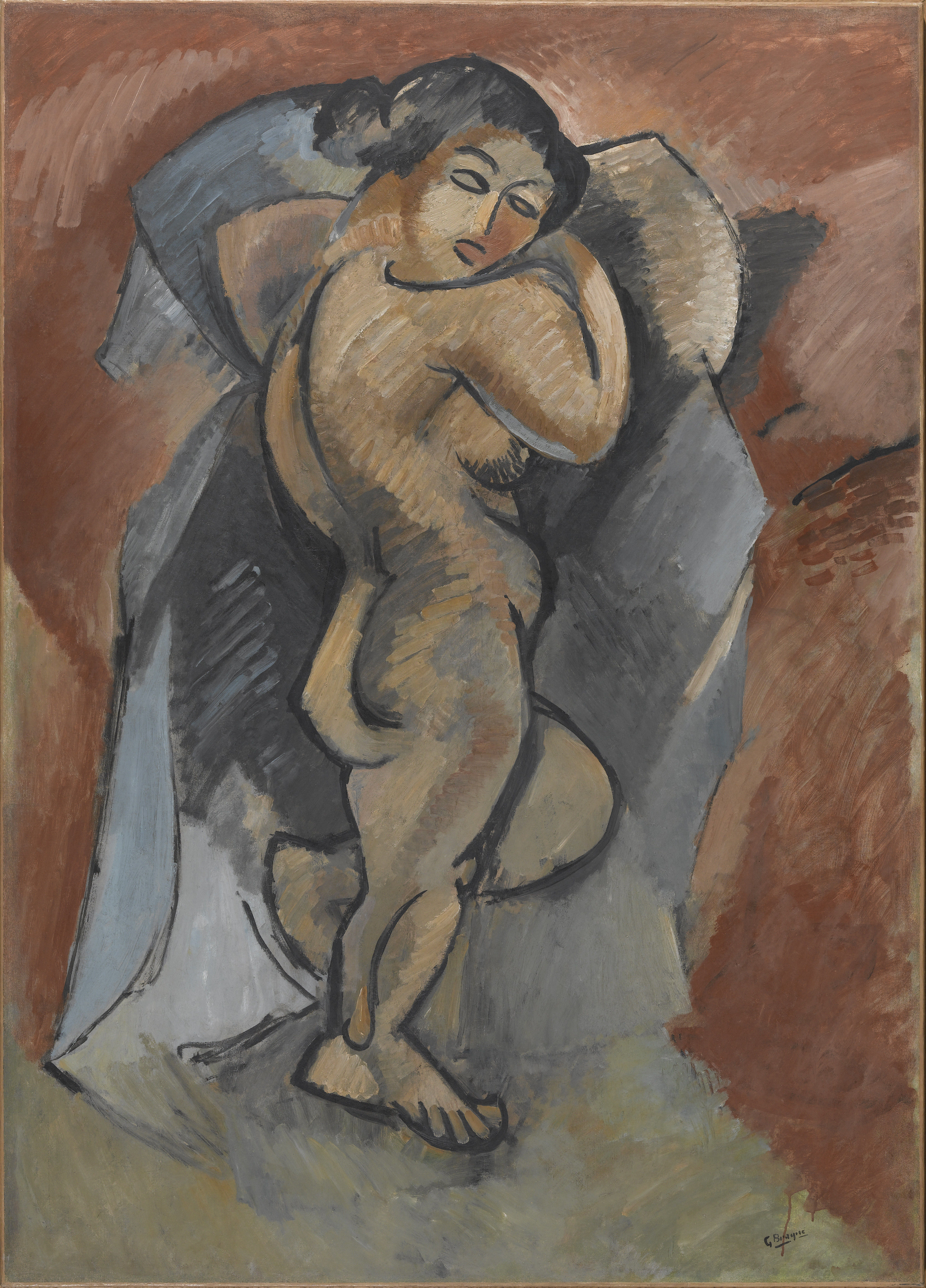 Ejemplo de cubismo geométrico, Georges Braque Grand Nu, 1907-1908