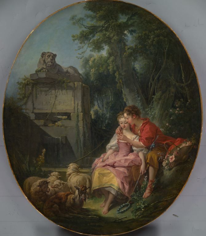 Painting L'Agréable Leçon, by painter François Boucher