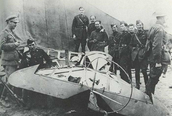 the Red Baron plane after it has been crashed