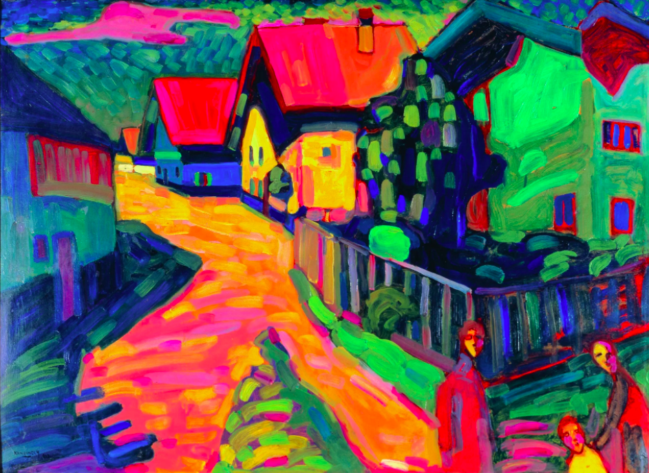 Example of an impressionist painting by Wassily Kandinsky 'Street in Murnau with Women', 1908