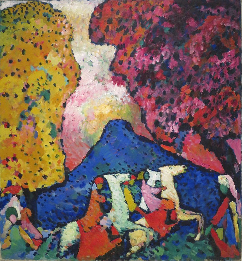 Blue Mountain, 1908–09, Wassily Kandinsky in his early years with one of the first expressionist paintings