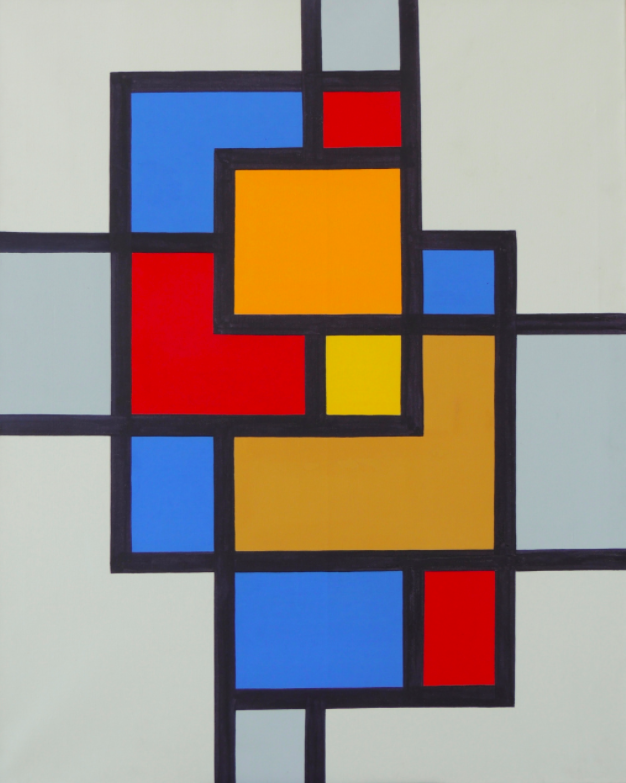 Geometrische abstract schilderij, Compositie 48, 1980 Siep van den Berg