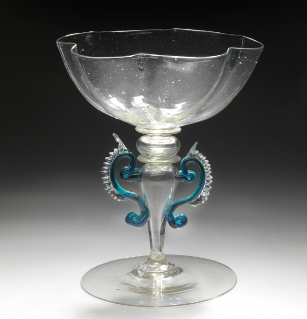 Antiek kopen, gevleugeld Venetiaans glas, 1624-1626