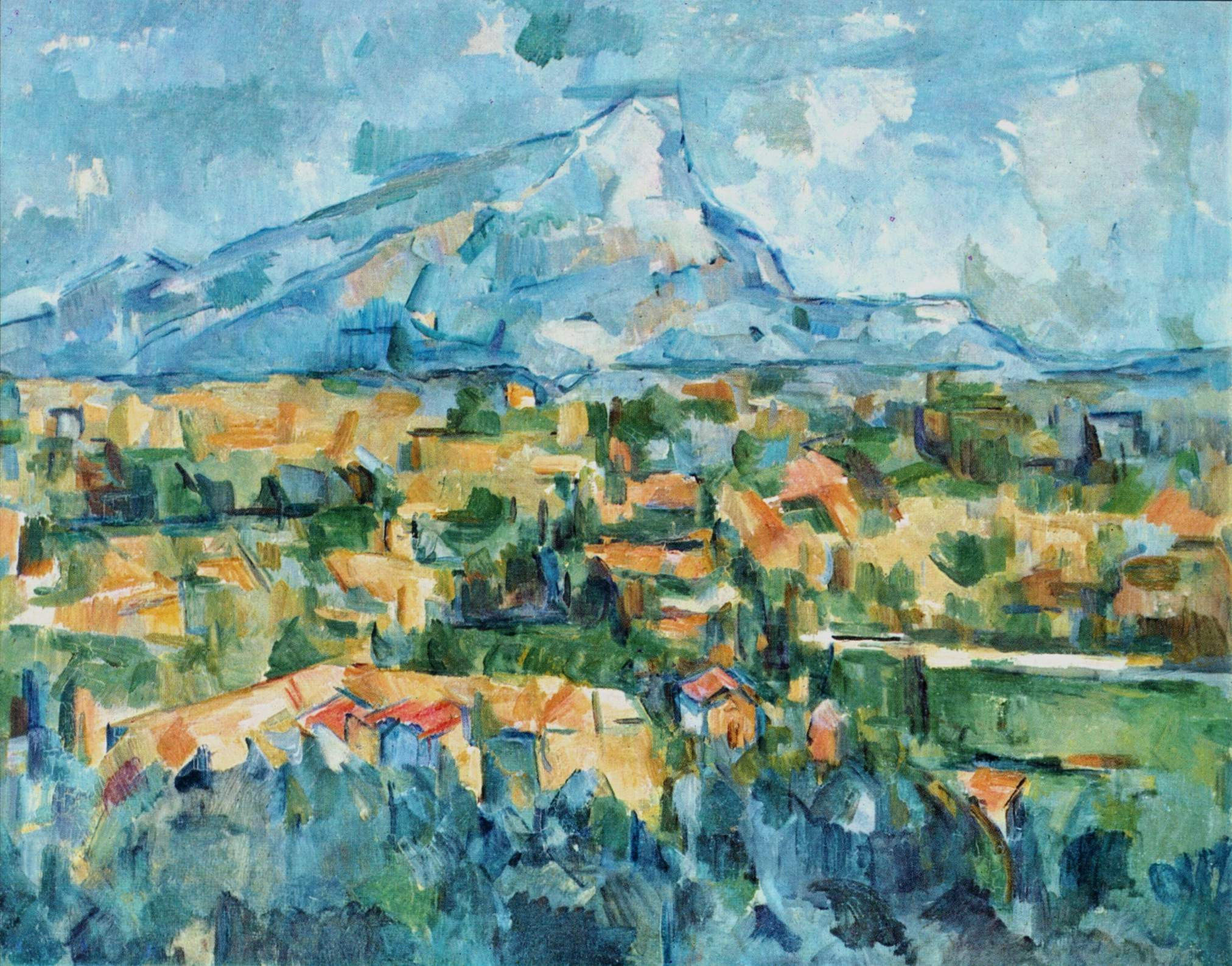 Abstract schilderij van Paul Cezanne uit 1904, Montagne Sainte-Victoire