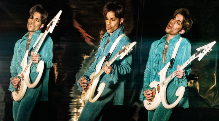 Steve park artwork of Prince titled love symbol guitar triptych