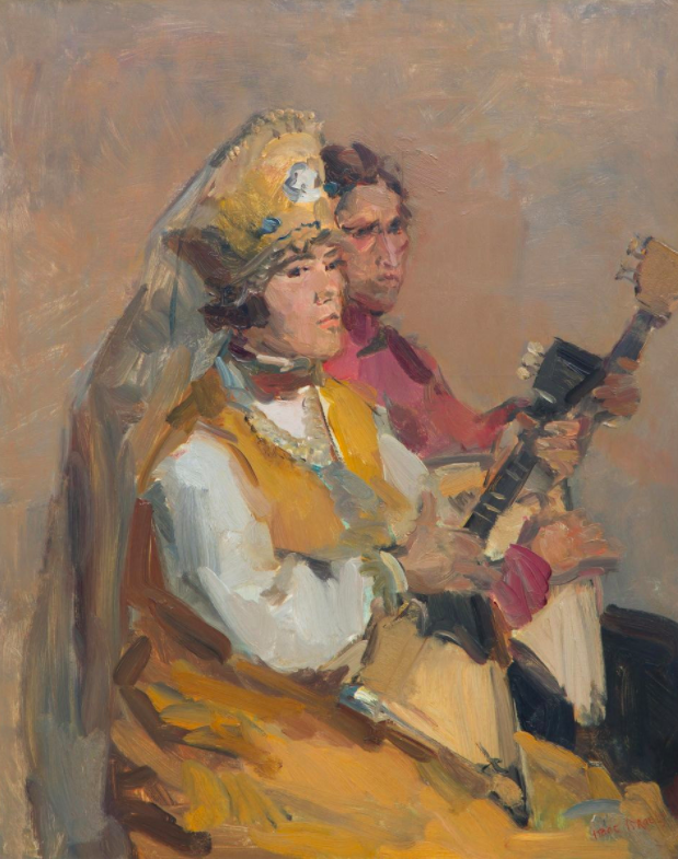 Schilderij van de Nederlandse impressionist Isaac Israels, The Balalaikaka Players, 1890-1910, verkrijgbaar via Gallerease