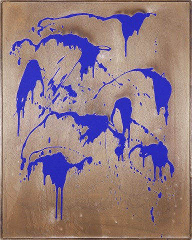 Artist Yves Klein, painting Untitled blue monochrome