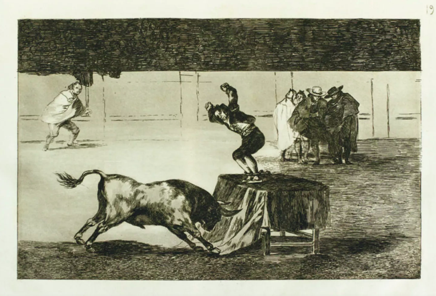 Een printafdruk van Francisco de Goya, La Tauromaquia, 1816