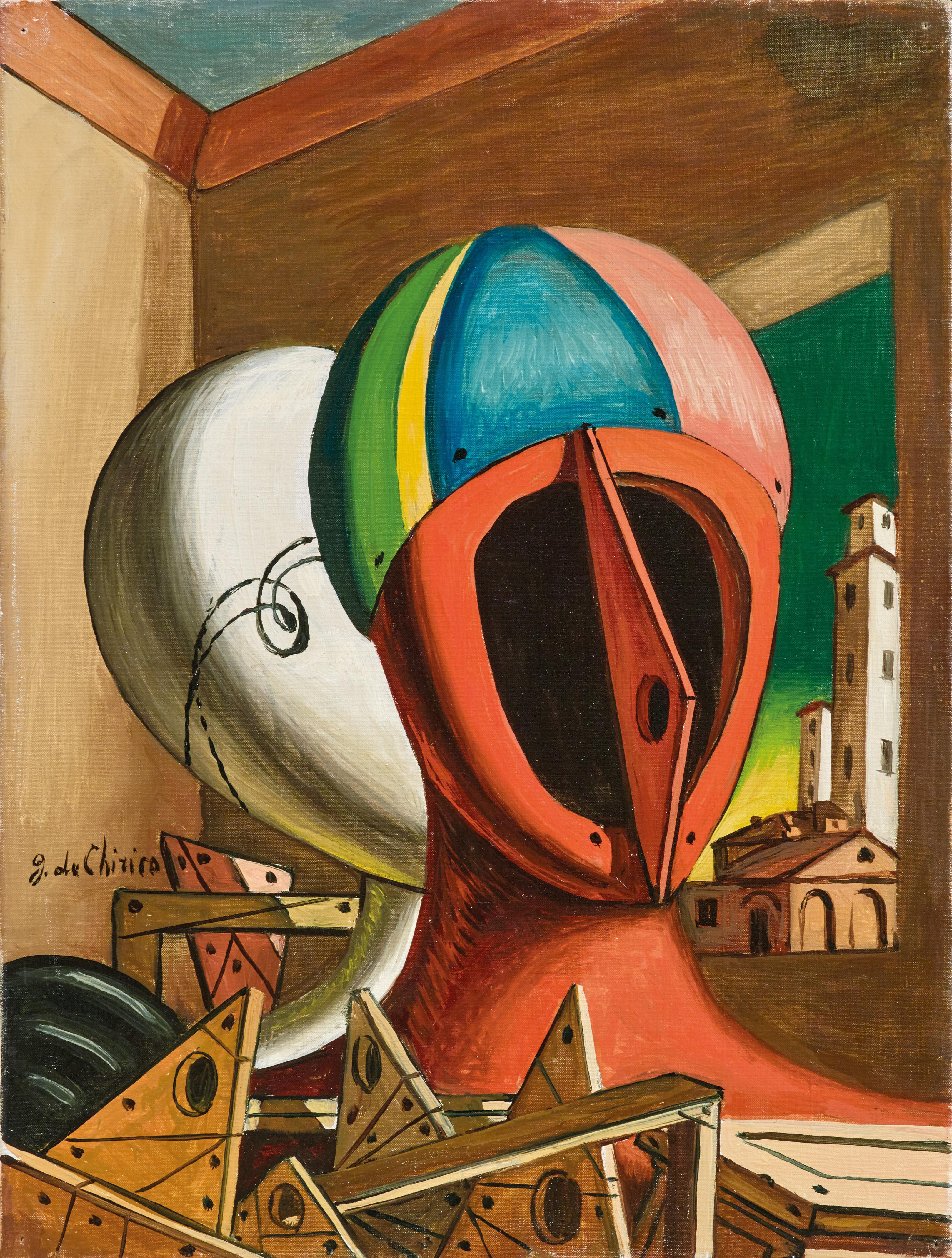 Surrelalistisch schilderij van Giorgio de Chirico, Oreste e Pilade, 1955-1960 