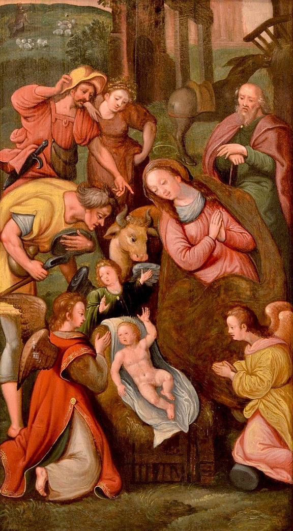 Martin van Cleve, Adoration of the Child Jesus, 1425, tempera on wood, 90 x 48 cm.