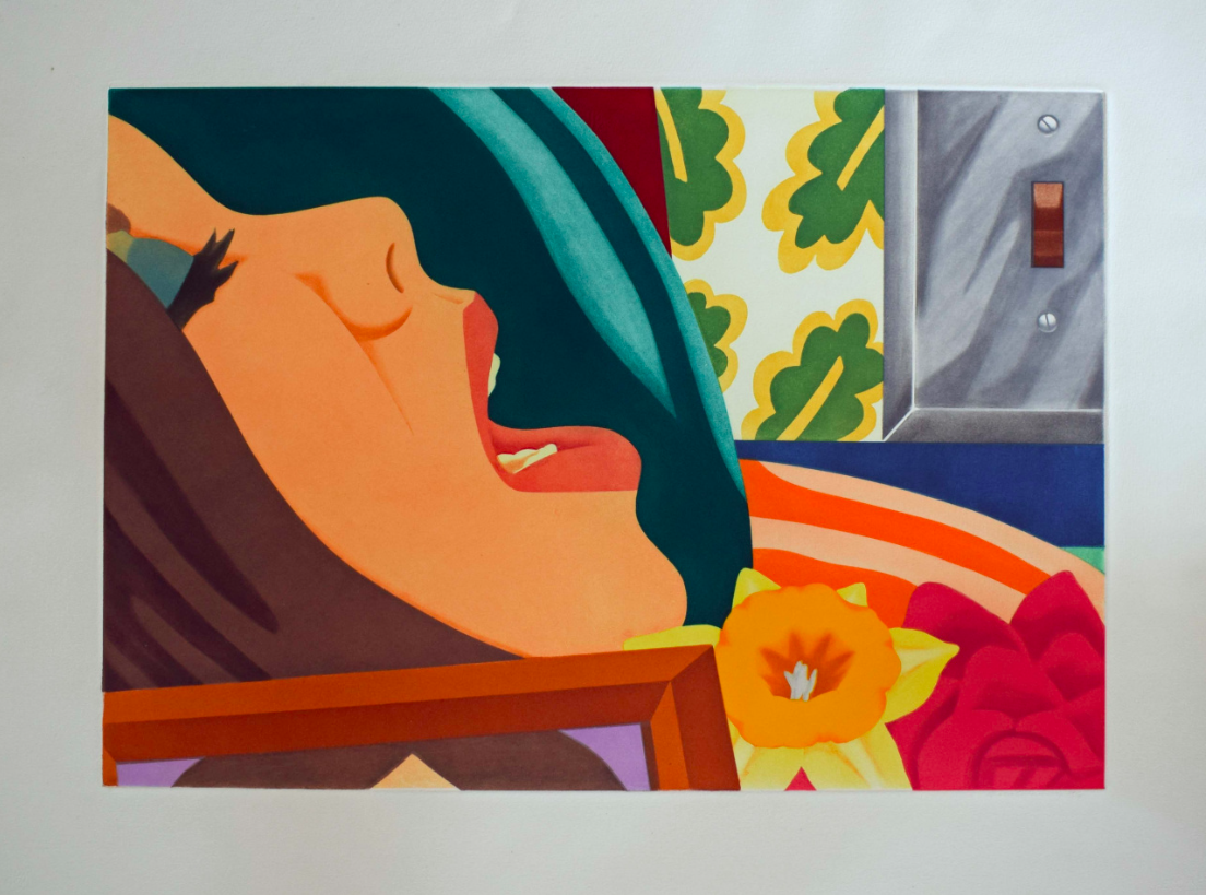 Een silkscreen (zeefdruk) van Tom Wesselmann, Bedroom Face, 1977