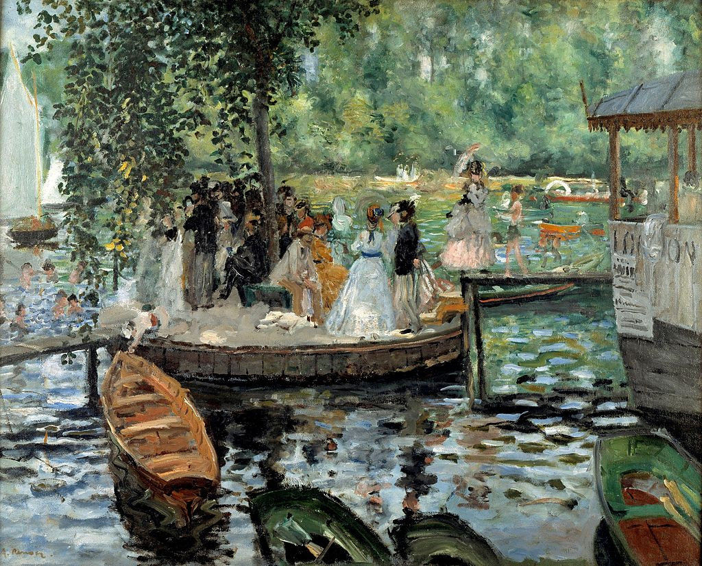 Impressionistisch schilderij van Pierre-Auguste Renoir, La Grenouillére, 1869 