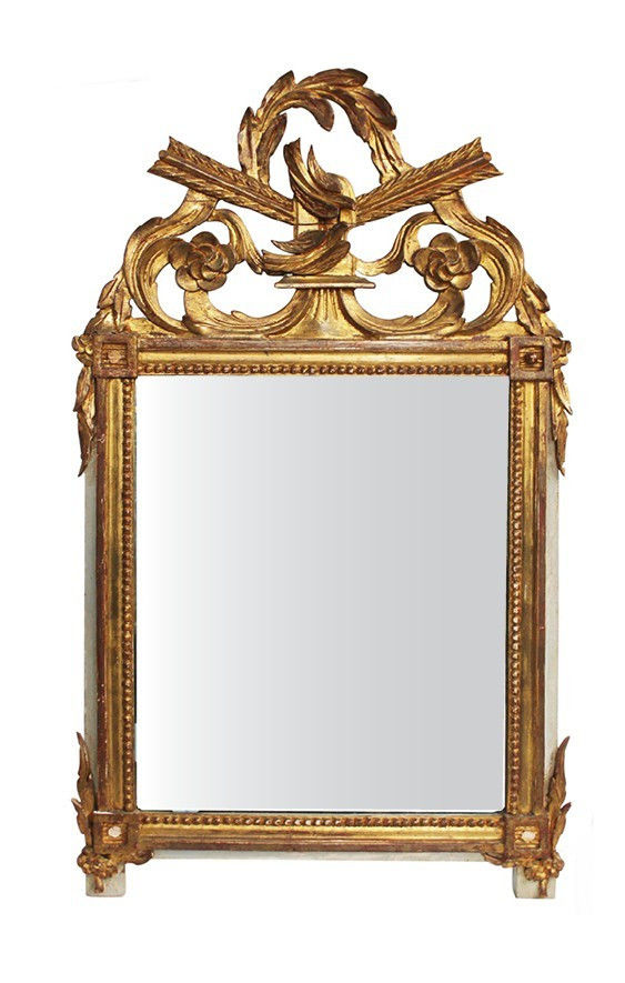 19th century French Empire style gilt wood Marriage mirror