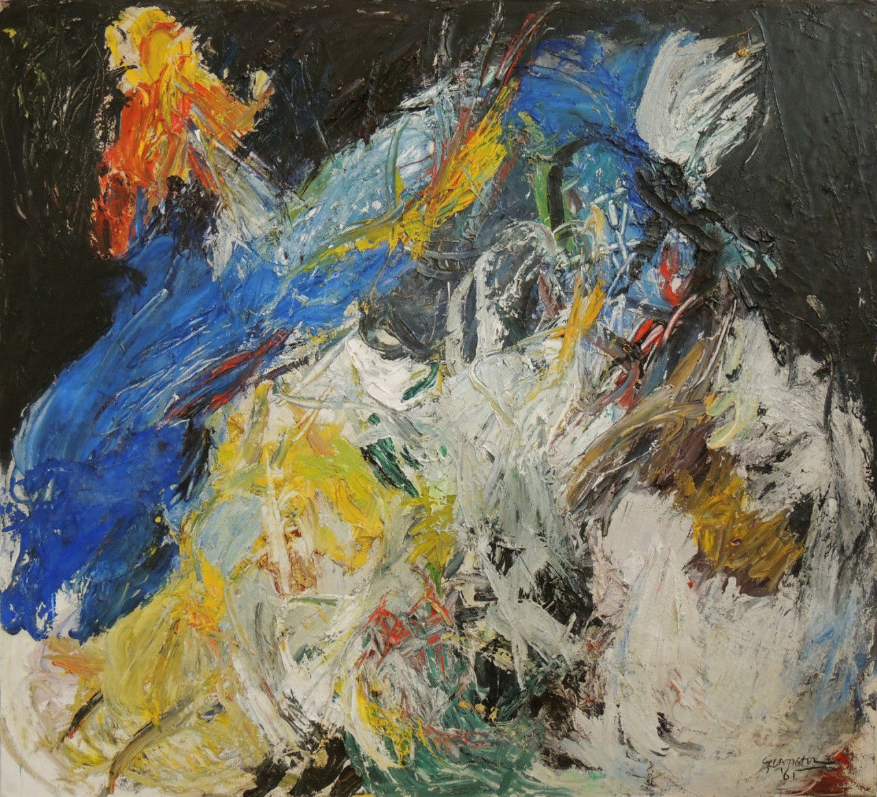 Abstract olieverf schilderij, La Nuit, Ger Lataster, 1961